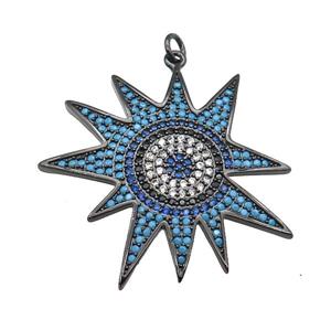 copper sunflower pendant paved zircon, black plated, approx 35mm