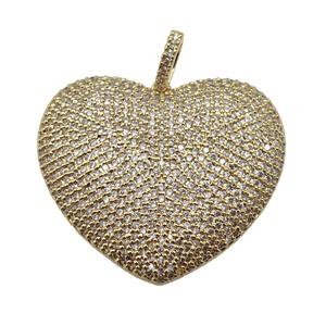 copper Heart pendant paved zircon, gold plated, approx 30-33mm