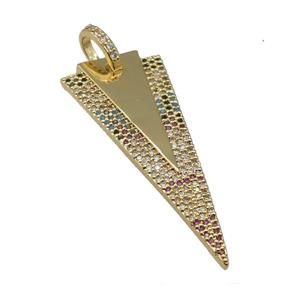 copper arrowhead pendant paved zircon, gold plated, approx 18-45mm