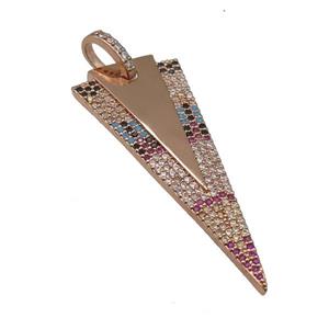 copper arrowhead pendant paved zircon, rose gold, approx 18-45mm