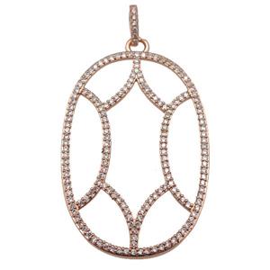 copper Tortoise pendant paved zircon, rose gold, approx 28-42mm