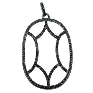 copper Tortoise pendant paved zircon, black plated, approx 28-42mm