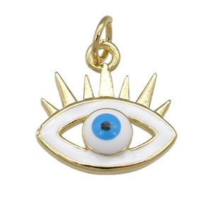 copper Evil Eye pendant with enamel, blue, gold plated, approx 12-15mm