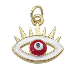 copper Evil Eye pendant with enamel, red, gold plated, approx 12-15mm