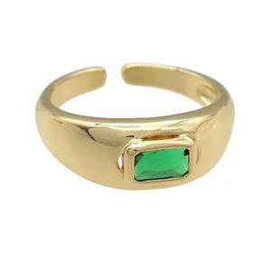 copper Ring paved green zircon, gold plated, approx 7mm, 17mm dia