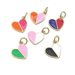 copper Heart pendant with enamel, gold plated, mixed, approx 10-11mm