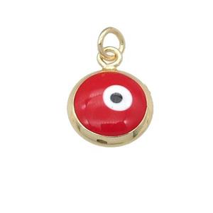 copper Evil Eye pendant with red enamel, gold plated, approx 10mm