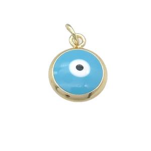 copper Evil Eye pendant with blue enamel, gold plated, approx 10mm