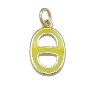 copper nose pendant with yellow enamel, gold plated, approx 9-14mm