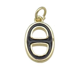 copper nose pendant with black enamel, gold plated, approx 9-14mm