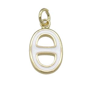 copper nose pendant with white enamel, gold plated, approx 9-14mm