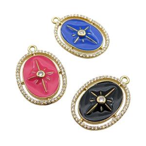 copper northStar pendant paved zircon with enamel, gold plated, mixed, approx 18-23mm