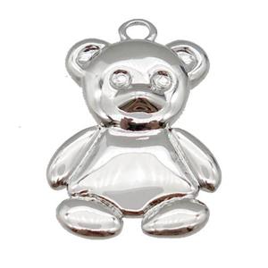 copper Bear pendant, platinum plated, approx 15-20mm