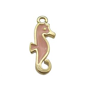 copper SeaHorse pendant with enamel, gold plated, approx 7-14mm