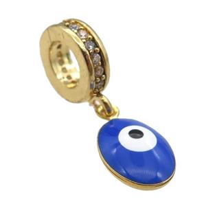 copper Evil Eye pendant with royalblue enamel, gold plated, approx 7-9mm, 8mm, 5mm hole