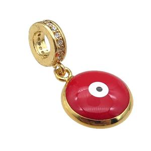 copper Evil Eye pendant with red enamel, gold plated, approx 10mm, 8mm, 5mm hole
