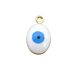 copper Evil Eye pendant with white enamel, gold plated, approx 7-9mm