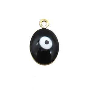 copper Evil Eye pendant with black enamel, gold plated, approx 7-9mm