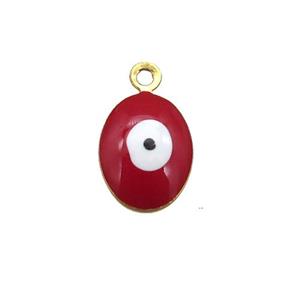 copper Evil Eye pendant with red enamel, gold plated, approx 7-9mm