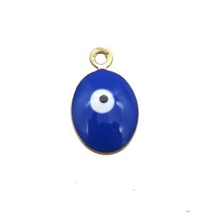 copper Evil Eye pendant with blue enamel, gold plated, approx 7-9mm