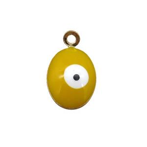 copper Evil Eye pendant with yellow enamel, gold plated, approx 7-9mm