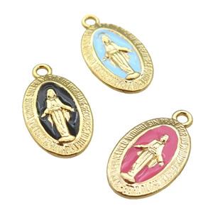 copper Jesus pendant with enamel, gold plated, mixed, approx 12-18mm