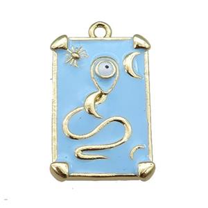 copper Tarot Card pendant with blue enamel, gold plated, approx 12-20mm