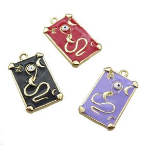 copper Tarot Card pendant with enamel, gold plated, mixed, approx 12-20mm