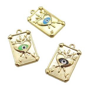 copper Tarot Card pendant with enamel eye, sword, gold plated, mixed, approx 13-19mm