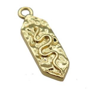 copper snake pendant, gold plated, approx 6-16.5mm