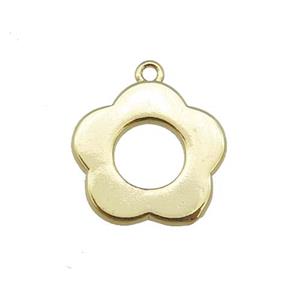 copper flower pendant, gold plated, approx 12.5mm