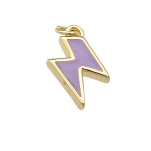 copper Lightning pendant with lavender enamel, gold plated, approx 5-10mm