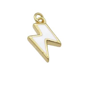 copper Lightning pendant with white enamel, gold plated, approx 5-10mm