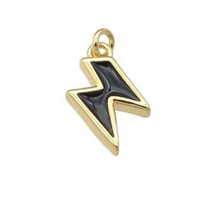 copper Lightning pendant with black enamel, gold plated, approx 5-10mm
