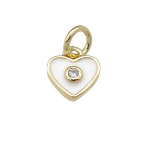 copper Heart pendant with white enamel, gold plated, approx 6-7mm