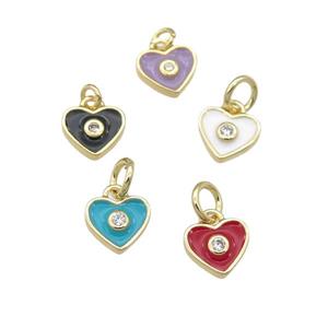 copper Heart pendant with enamel, gold plated, mixed, approx 6-7mm