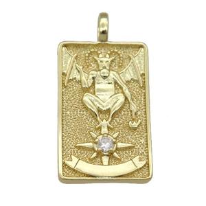 copper Tarot Card pendant, necromancer, gold plated, approx 15-24mm