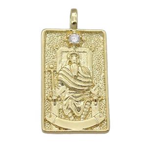 copper Tarot Card pendant, emperor, gold plated, approx 15-24mm