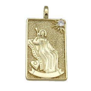 copper Tarot Card pendant, beauty, gold plated, approx 15-24mm