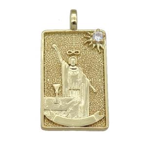 copper Tarot Card pendant, beauty, gold plated, approx 15-24mm