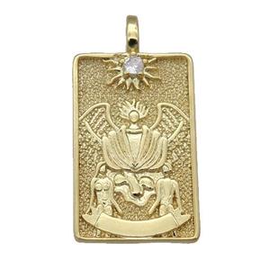 copper Tarot Card pendant, monarch, gold plated, approx 15-24mm