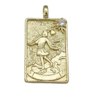 copper Tarot Card pendant, fisher, gold plated, approx 15-24mm