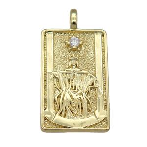 copper Tarot Card pendant, emperor, gold plated, approx 15-24mm