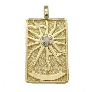 copper Tarot Card pendant, sun, gold plated, approx 15-24mm