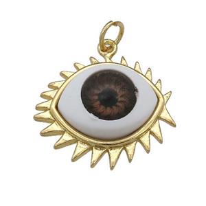 copper pendant with red Evil Eye, gold plated, approx 17-20mm