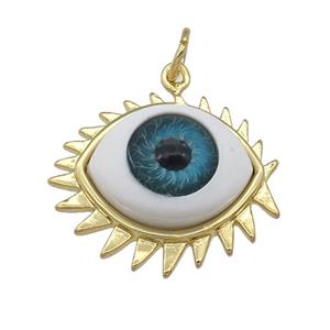 copper pendant with blue Evil Eye, gold plated, approx 17-20mm