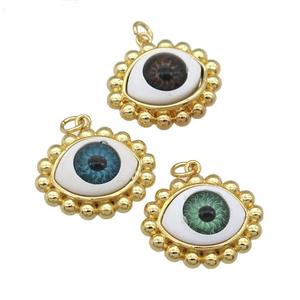 copper pendant with Evil Eye, mixed, gold plated, approx 17-20mm