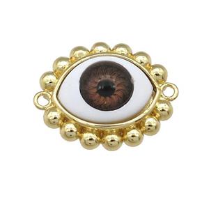 copper connector with red Evil Eye, gold plated, approx 17-20mm