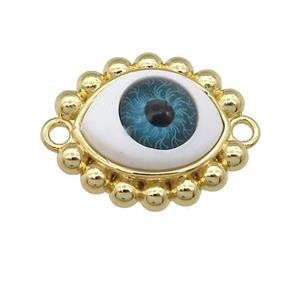 copper connector with blue Evil Eye, gold plated, approx 17-20mm