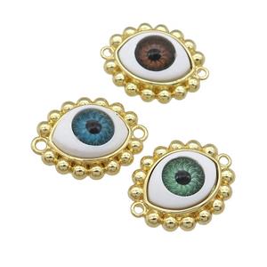 copper connector with Evil Eye, mixed, gold plated, approx 17-20mm